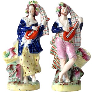 Para figurek kominkowych, Staffordshire, Anglia, XIX w.