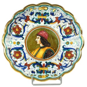 Patera z majoliki Ars Artigiana, Deruta, Włochy, lata 70