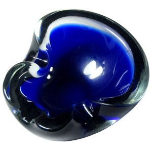Szafirowa paterka Murano, Włochy, lata 70