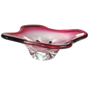 Różowa patera Orrefors, Szwecja, lata 60