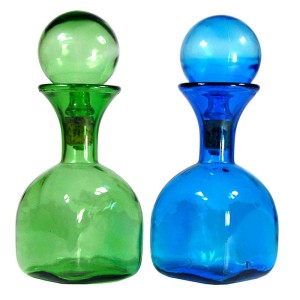 Para karafek ze szkła kolorowego, Empoli, Włochy, lata 60
