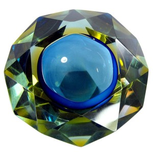 Niebieska patera sommerso Mandruzzato, Murano, Włochy, lata 70 