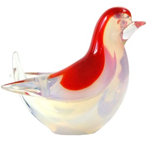 Ptaszek z opalizującego szkła, Murano, Włochy, lata 60