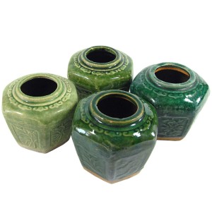 Zestaw antycznych słoików Shiwan , Chiny, ok. 1890