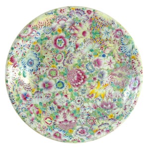 Ogromny talerz porcelanowy Millefiori, Chiny, XIX/XX w.