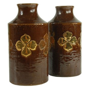 Para złoconych wazonów ceramicznych Aldo Londi dla  Bitossi, Włochy, lata 60  