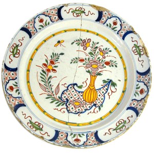 Duży talerz fajansowy Dutch Delft, Holandia, XVIII w.   